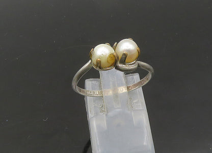 ESPO 925 Sterling Silver  Vintage Freshwater Pearls Band Ring Sz 8.5  RG21690