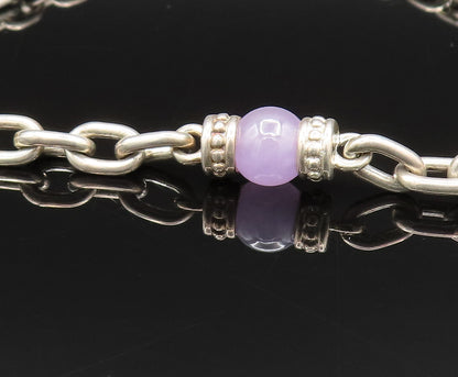 JUDITH RIPKA 925 Silver  Vintage Chalcedony & Amethyst Chain Necklace  NE3920