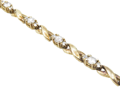 925 Sterling Silver  Vintage Cubic Zirconia Infinity Chain Bracelet  BT4343