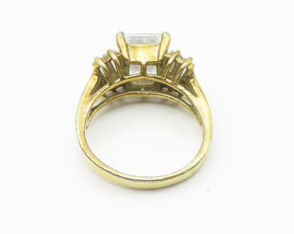 925 Sterling Silver  Cubic Zirconia Gold Plated Shiny Band Ring Sz 7  RG10659