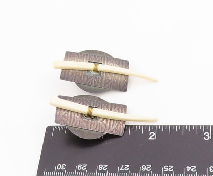 14k Gold & 925 Sterling Silver Vintage Earrings ROPER Tribal Shields  EG13984