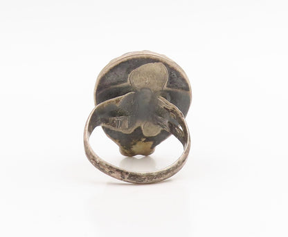 925 Sterling Silver Vintage Ring NAVAJO Cabochon Turquoise Band  Sz 7.5  RG34808