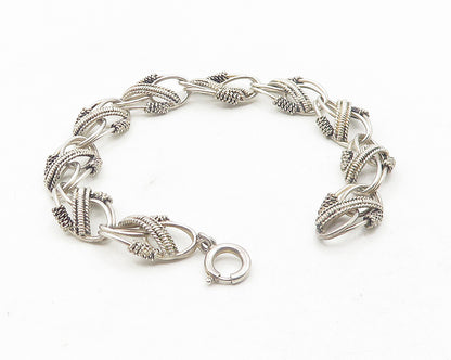 925 Sterling Silver  Vintage Shiny Rope Twist Wrapped Chain Bracelet  BT4579