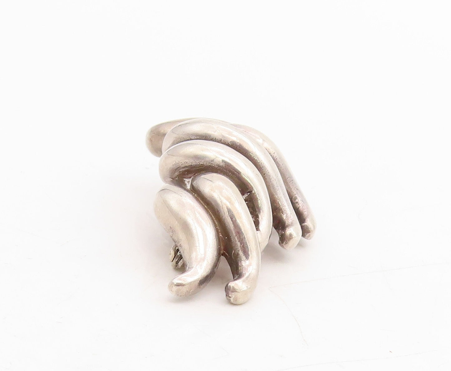 925 Sterling Silver Vintage Brooch Designer Dark Tone Cutout Swirls  BP11484