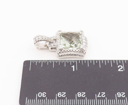 925 Sterling Silver Vintage Pendant JUDITH RIPKA Green Amethyst Charm  PT26422