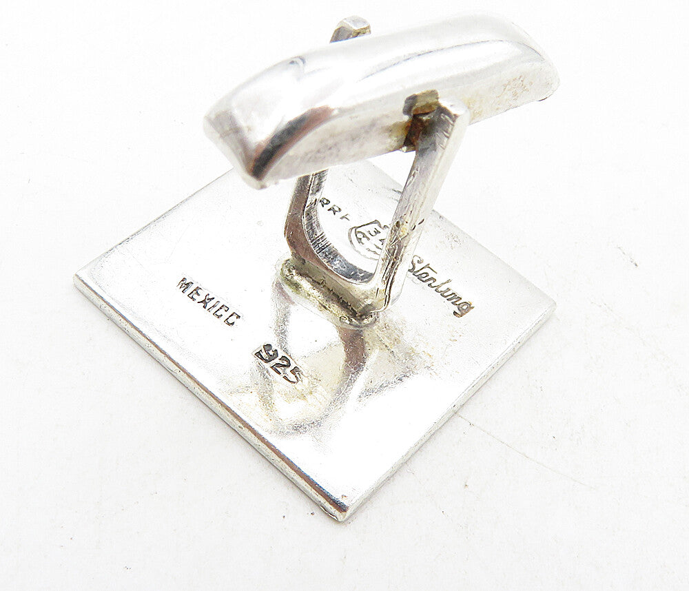 MEXICO 925 Sterling Silver  Vintage Mayan Aztec Sun Calendar Cuff Links TR1558