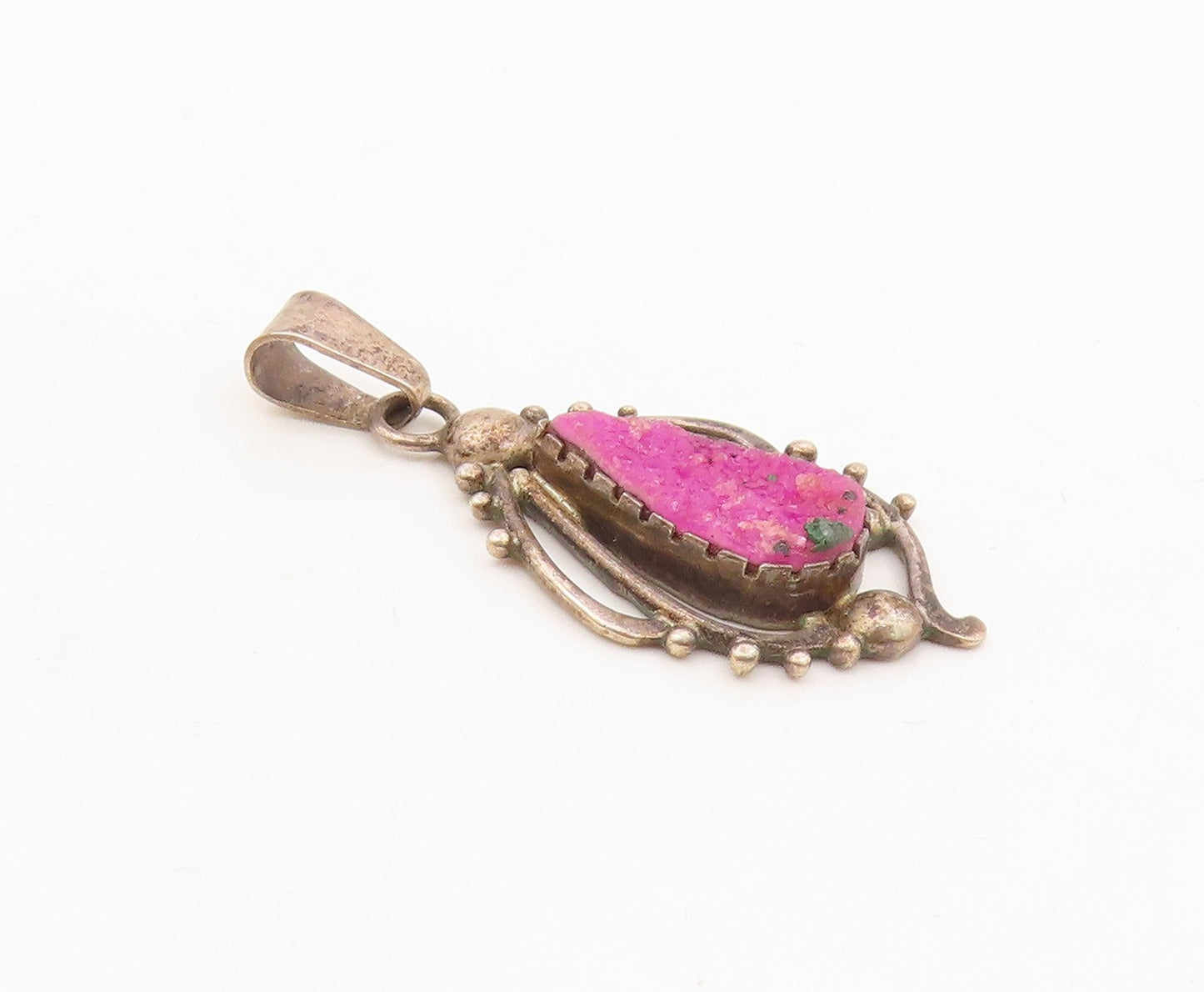 925 Sterling Silver  Vintage Tear Drop Amethyst Dark Tone Swirl Pendant  PT7530