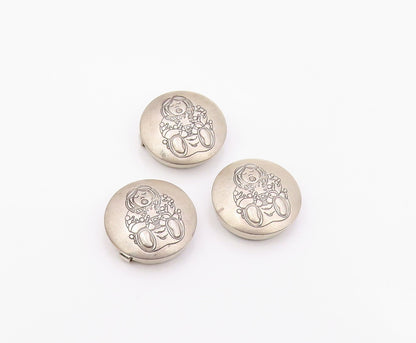 925 Sterling Silver  Vintage Girl With Dolls 3 Pcs Button Covers  TR2900