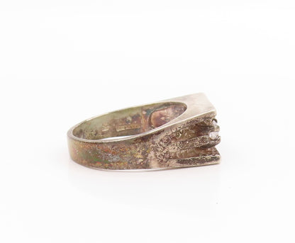 925 Sterling Silver Vintage Ring Three Stone CZ Rectangular Band  Sz 10  RG33545