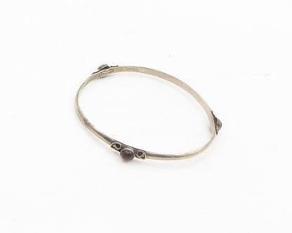 MEXICO 925 Sterling Silver Vintage Amethyst Pretzel Swirl Bangle Bracelet BT7023