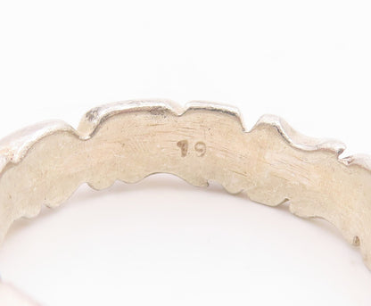 925 Sterling Silver Vintage Ring Carved Solid Wavy Scrollwork Band Sz 12 RG34952
