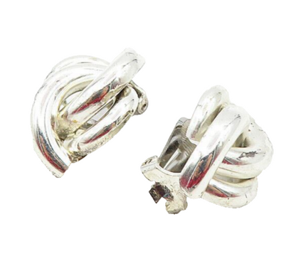 925 Sterling Silver  Vintage Shiny Macaroni Non Pierce Drop Earrings  EG4724