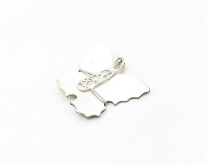 925 Sterling Silver  Abalone & Mother Of Pearl Butterfly Pendant  PT13773