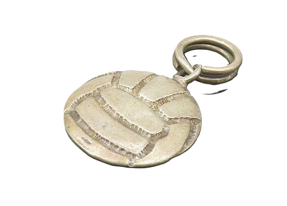 925 Sterling Silver  Vintage Dark Tone Volley Ball Sport Motif Pendant  PT8968