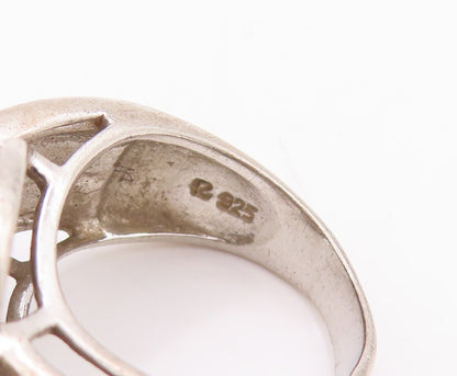 925 Sterling Silver Vintage Ring Designer Pass Through Topaz Circle Sz 6 RG28720
