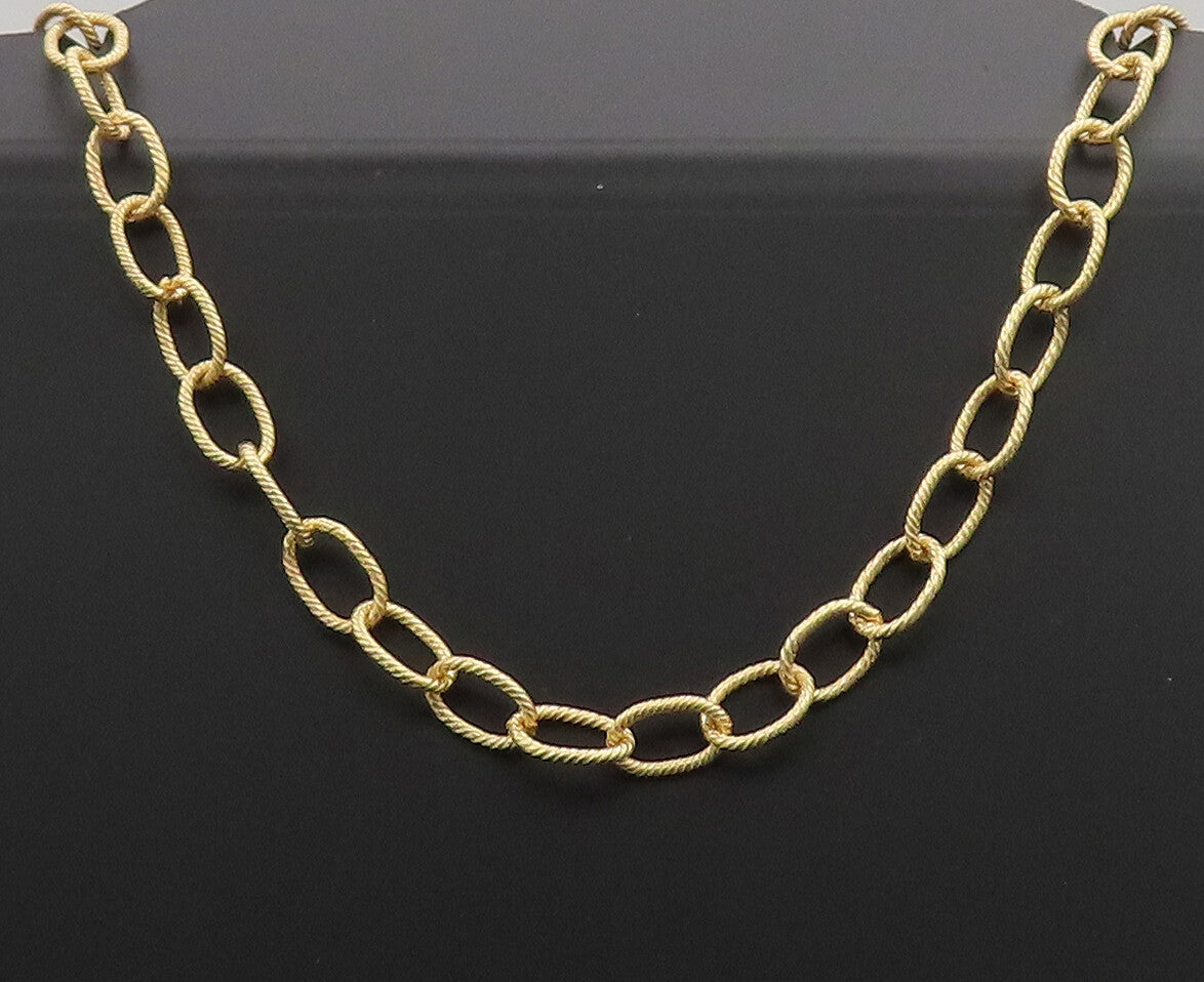925 Sterling Silver  Vintage Gold Plated Twisted Rope Ring Necklace  NE4073