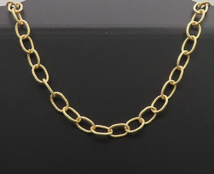 925 Sterling Silver  Vintage Gold Plated Twisted Rope Ring Necklace  NE4073