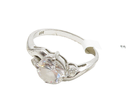 925 Sterling Silver Vintage Cubic Zirconia Smooth Band Ring Sz 9 RG16051