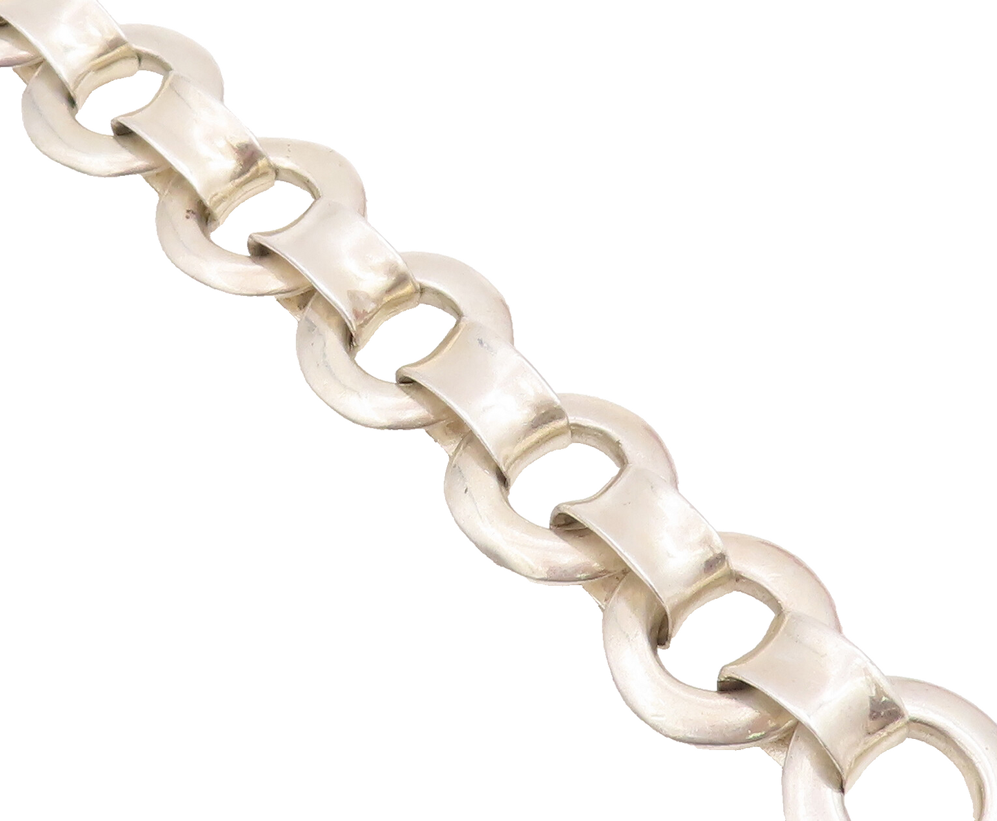 925 Sterling Silver Vintage Bracelet Modernist Heavy Cutout Rings Linked BT10602