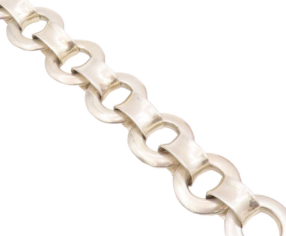 925 Sterling Silver Vintage Bracelet Modernist Heavy Cutout Rings Linked BT10602