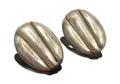 MEXICO 925 Sterling Silver  Vintage Rope Twist Hollow Drop Earrings  EG6124