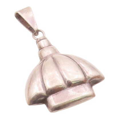 MEXICO 925 Silver  Vintage Scalloped Perfume Bottle Pendant (OPENS)  PT19635