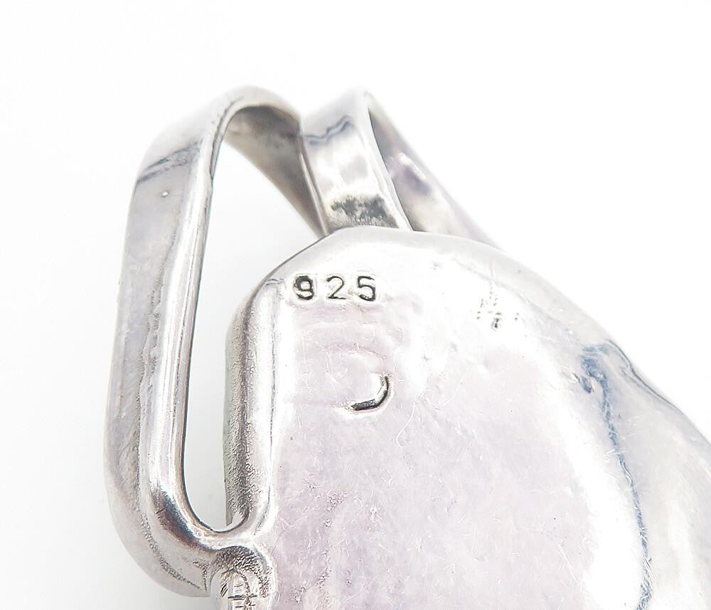925 Sterling Silver Vintage Gemstone Sculpted Design LARGE Pendant  PT6206