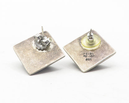 MEXICO 925 Sterling Silver  Vintage Oxidized Modernist Drop Earrings  EG6127