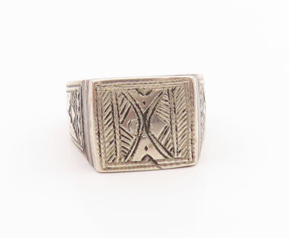 925 Sterling Silver Vintage Ring Classic Etched Geometric Band  Sz 7  RG35511