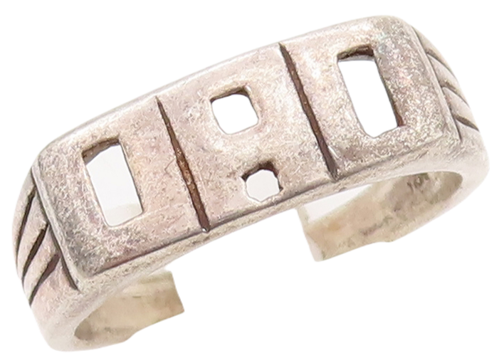 925 Sterling Silver Vintage Ring Solid Cutout Square & Rectangle Sz 9.5  RG28804