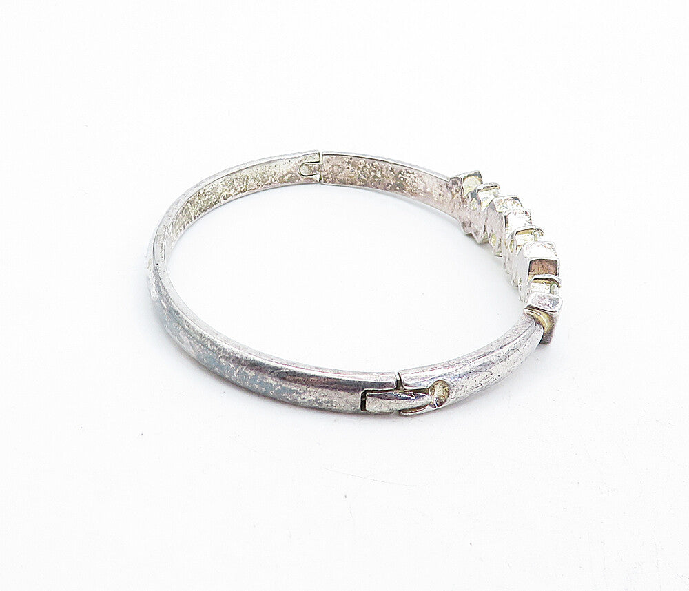 925 Sterling Silver  Vintage Sparkling Cubic Zirconia Bangle Bracelet  BT1928