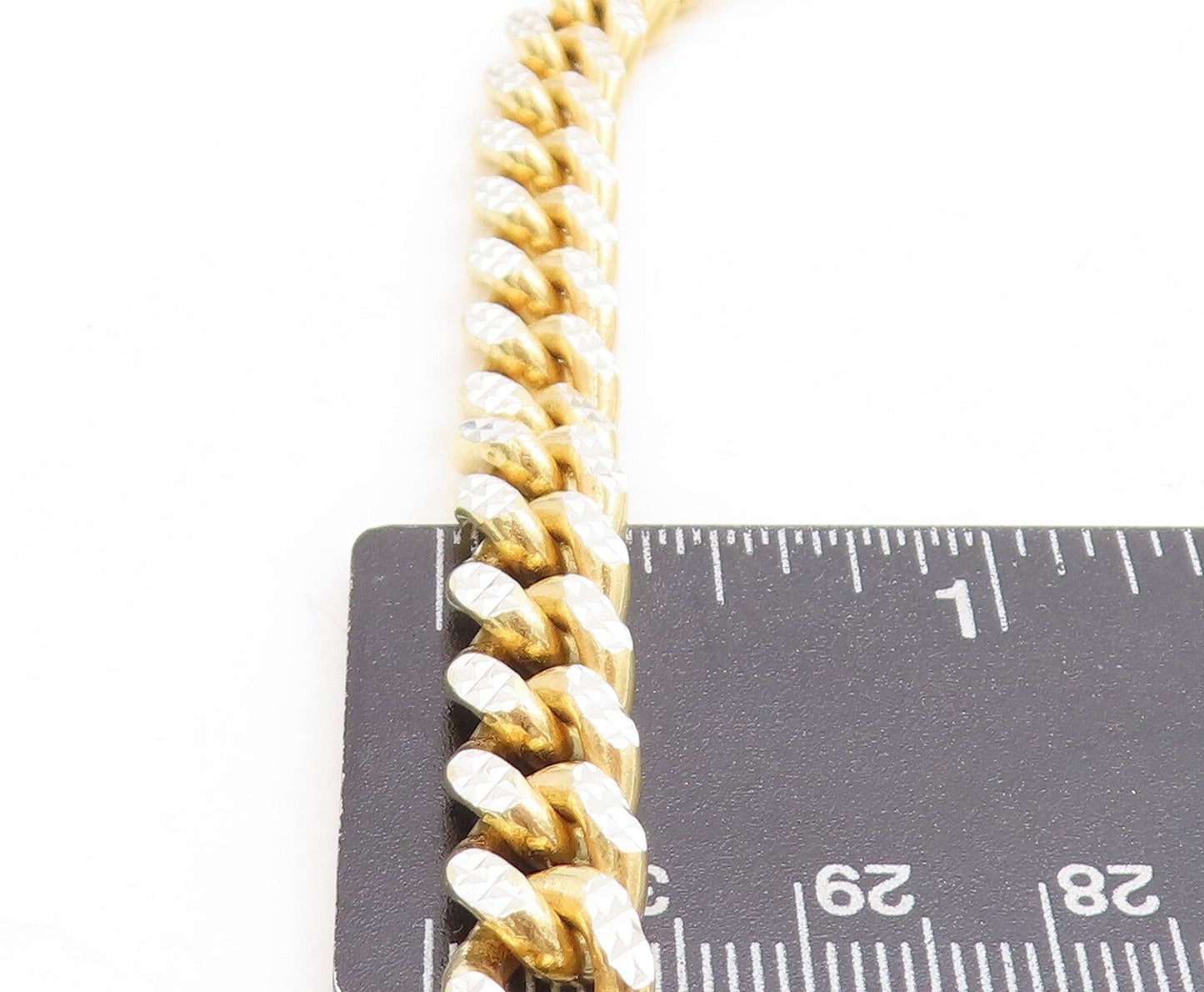 925 Sterling Silver  Diamond Cut Two Tone Curb Link Chain Necklace  NE1662