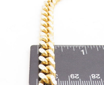 925 Sterling Silver  Diamond Cut Two Tone Curb Link Chain Necklace  NE1662