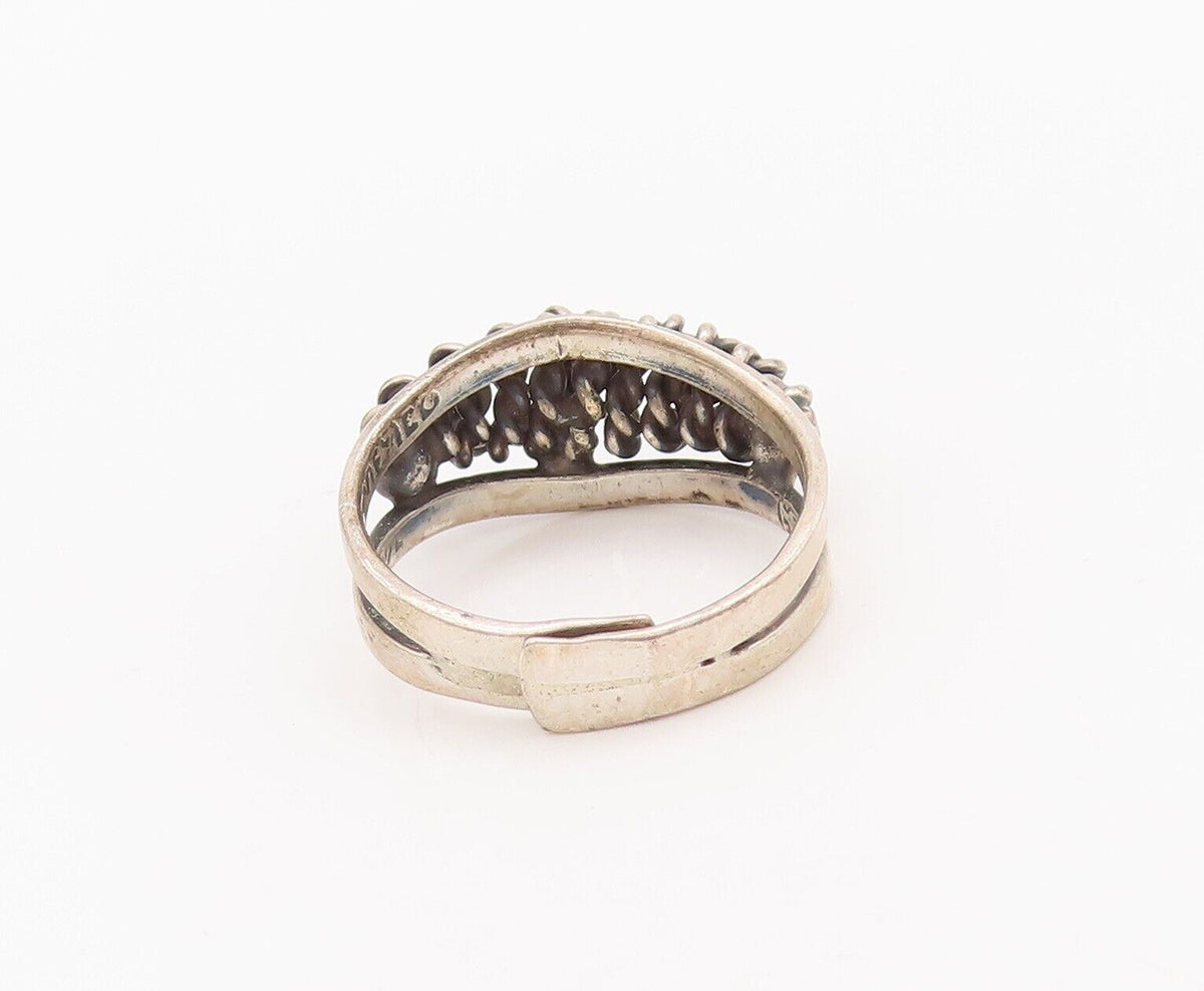 925 Sterling Silver Vintage Ring Cutout Rope Coiled Adjustable  Sz 7  RG28209