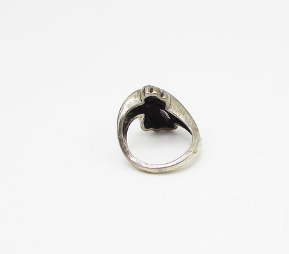 925 Sterling Silver  Vintage Dark Tone Ribbon Knot Band Ring Sz 6.5  RG3101