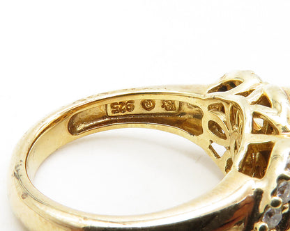 925 Sterling Silver Multi Color Topaz Gold Plated Band Ring Sz 5 RG13340