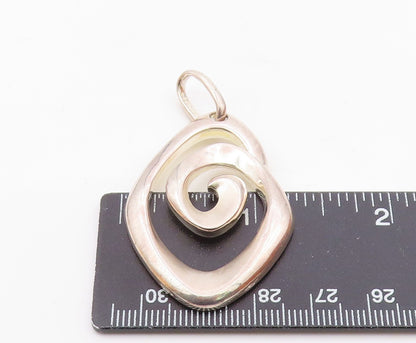 925 Sterling Silver  Vintage Minimalist Carved Spiral Cutout Pendant  PT20982