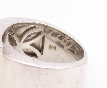 925 Sterling Silver Vintage Ring Sparkling CZ Belt Buckle Band  Sz 8.5  RG34438