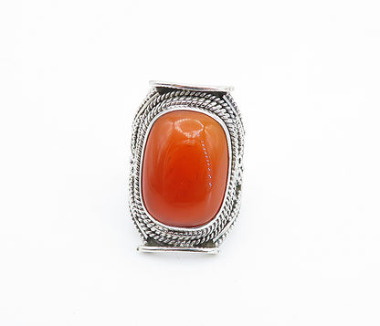 925 Sterling Silver  Carnelian Swirl Twist Shiny Cocktail Ring Sz 6.5  RG7926