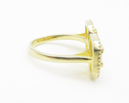925 Sterling Silver  Cubic Zirconia Gold Plated Shiny Band Ring Sz 7  RG14955