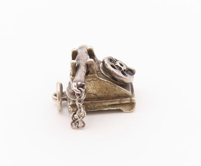 925 Sterling Silver  Vintage Old Fashioned Telephone Pendant  PT19429