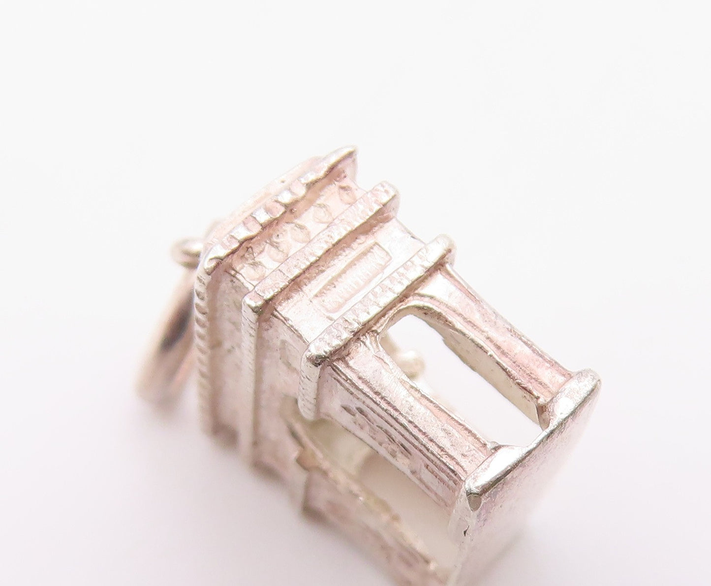 925 Sterling Silver  Vintage Shiny Petite Arch Monument Pendant  PT18730