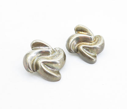 925 Sterling Silver  Vintage Hollow Swirl Design Non Pierce Earrings  EG2842