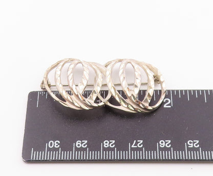 925 Sterling Silver  Vintage Overlapping Hammered Spheres Brooch Pin  BP9761