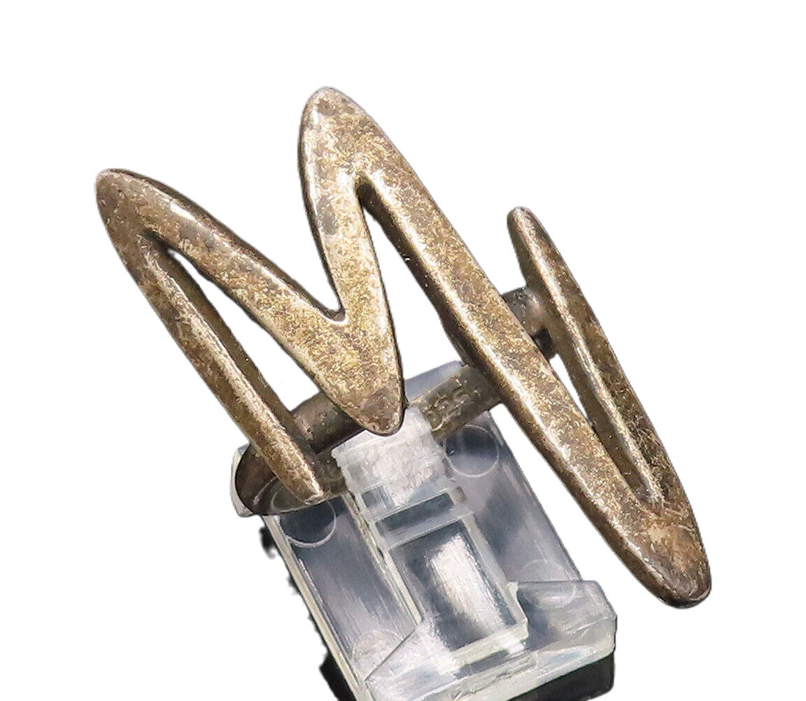 MEXICO 925 Silver  Vintage Modernist Zig Zag Full Finger Ring Sz 9.5  RG26006