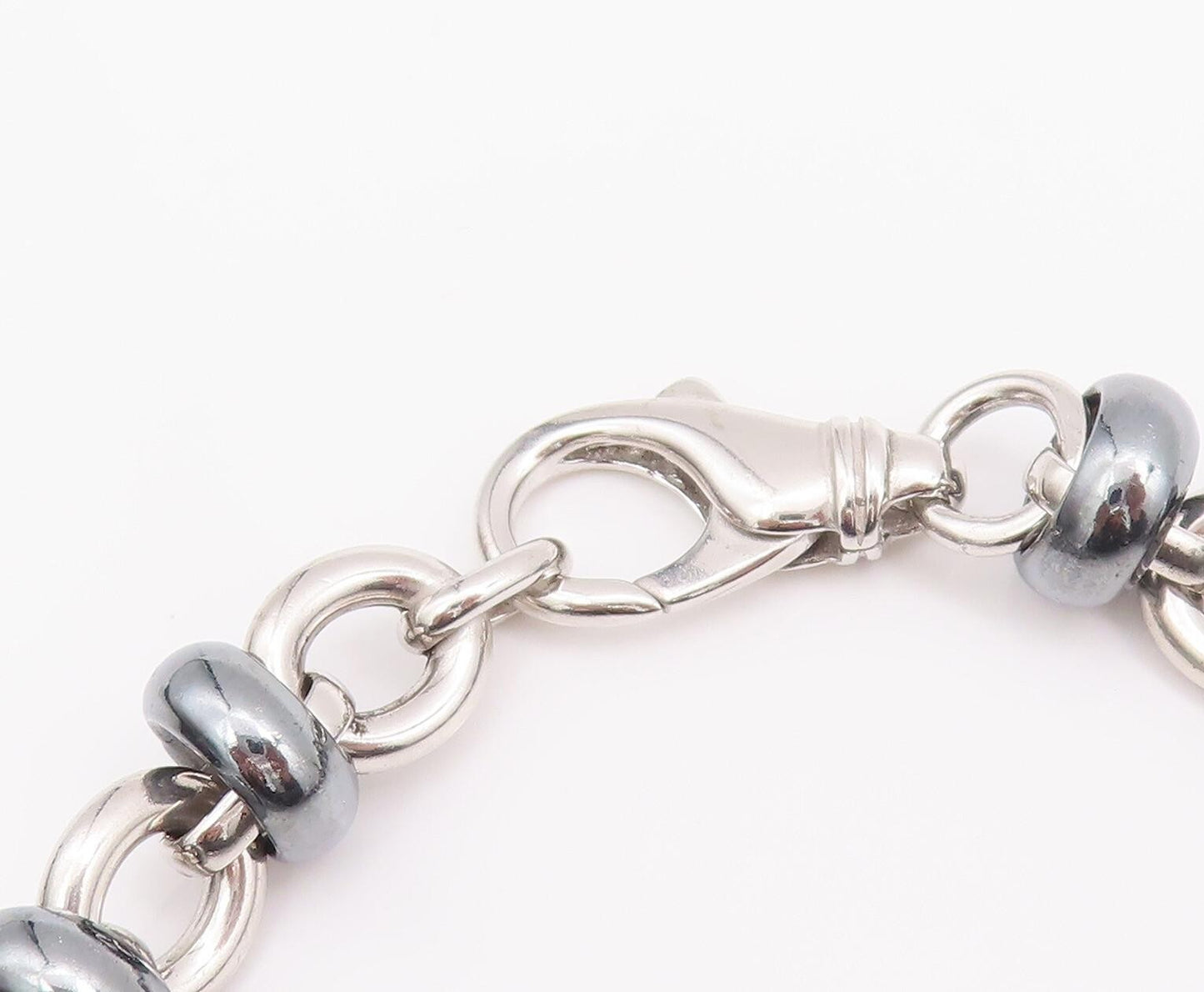 925 Sterling Silver Vintage Necklace Spinning Rings & Carve Linked Rings NE4282