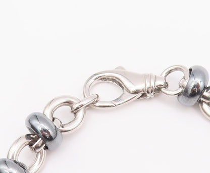 925 Sterling Silver Vintage Necklace Spinning Rings & Carve Linked Rings NE4282