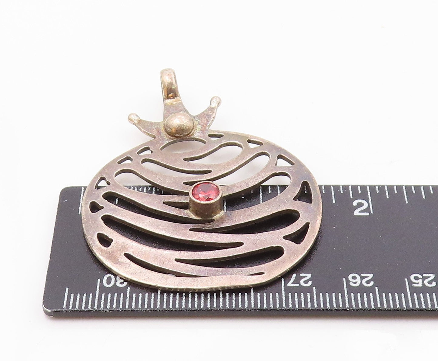 925 Sterling Silver  Vintage Citrine Pumpkin Motif Cut Out Pendant  PT20050