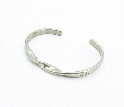 SERGIO LUB 925 Silver  Vintage Petite Shiny Twist Detail Cuff Bracelet  BT3105