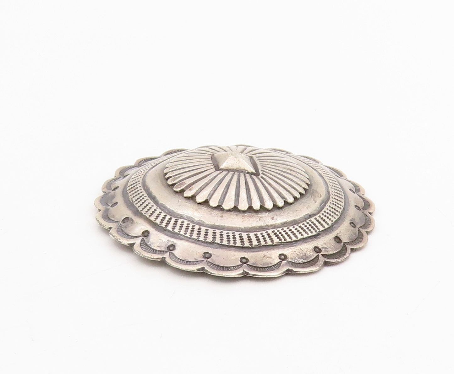 925 Sterling Silver Vintage Belt Buckle SOUTHWESTERN Scalloped Conchos TR4138